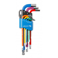 HOGERT, HT1W806, 9-piece hex keys set, long arm, colour coded